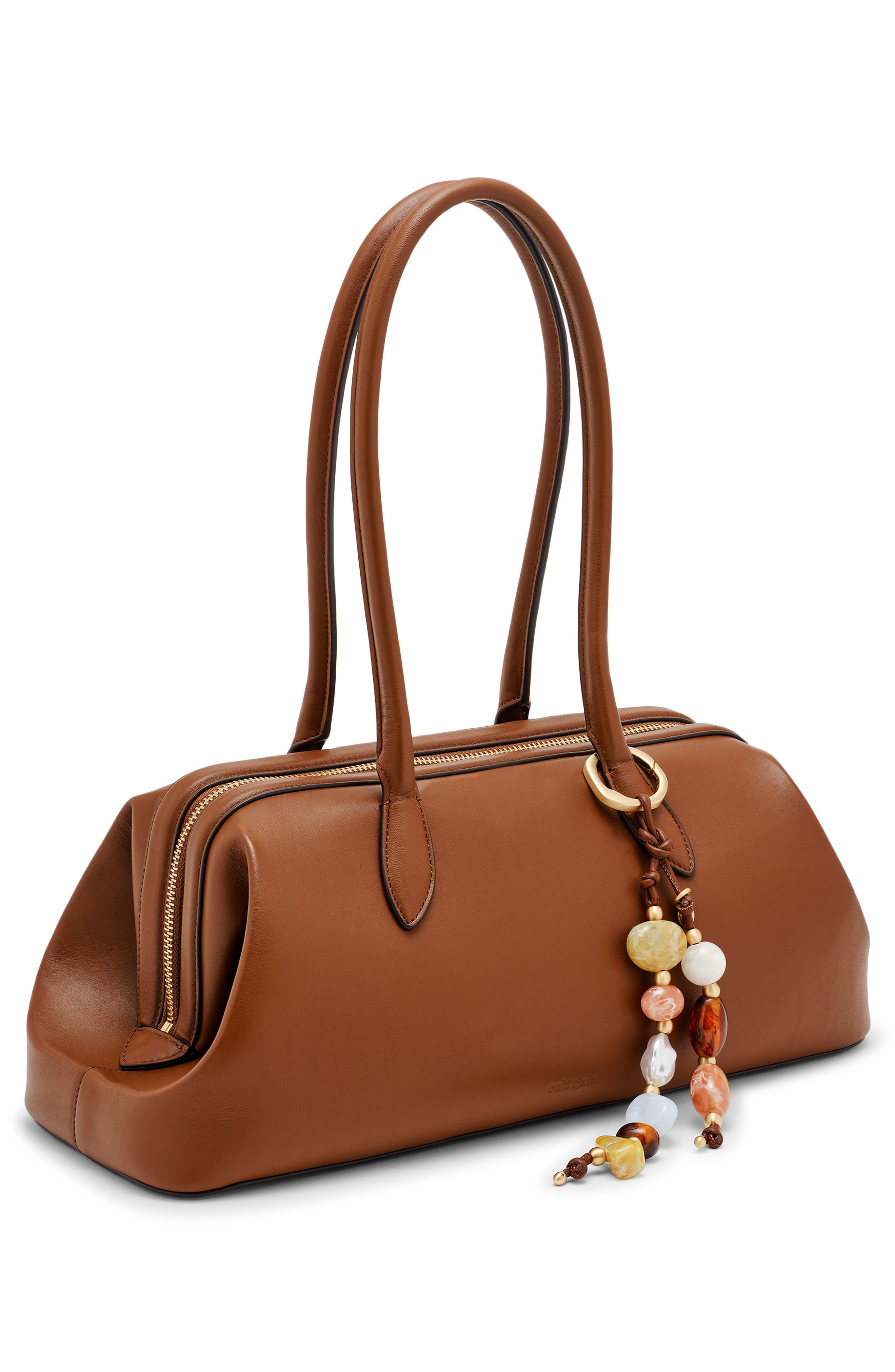 Cult Gaia Raia Leather Satchel, Alternate, color, 