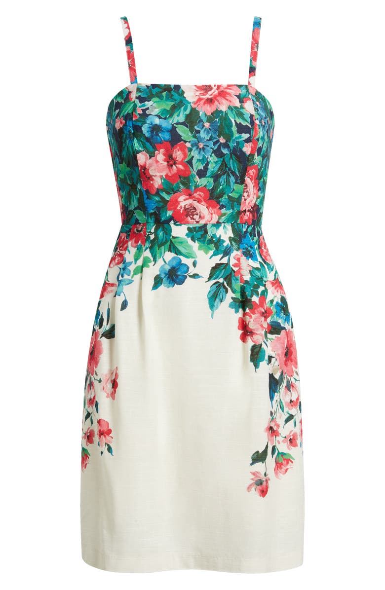 Tahari ASL Placed Floral Dress, Alternate, color, Cream Multi