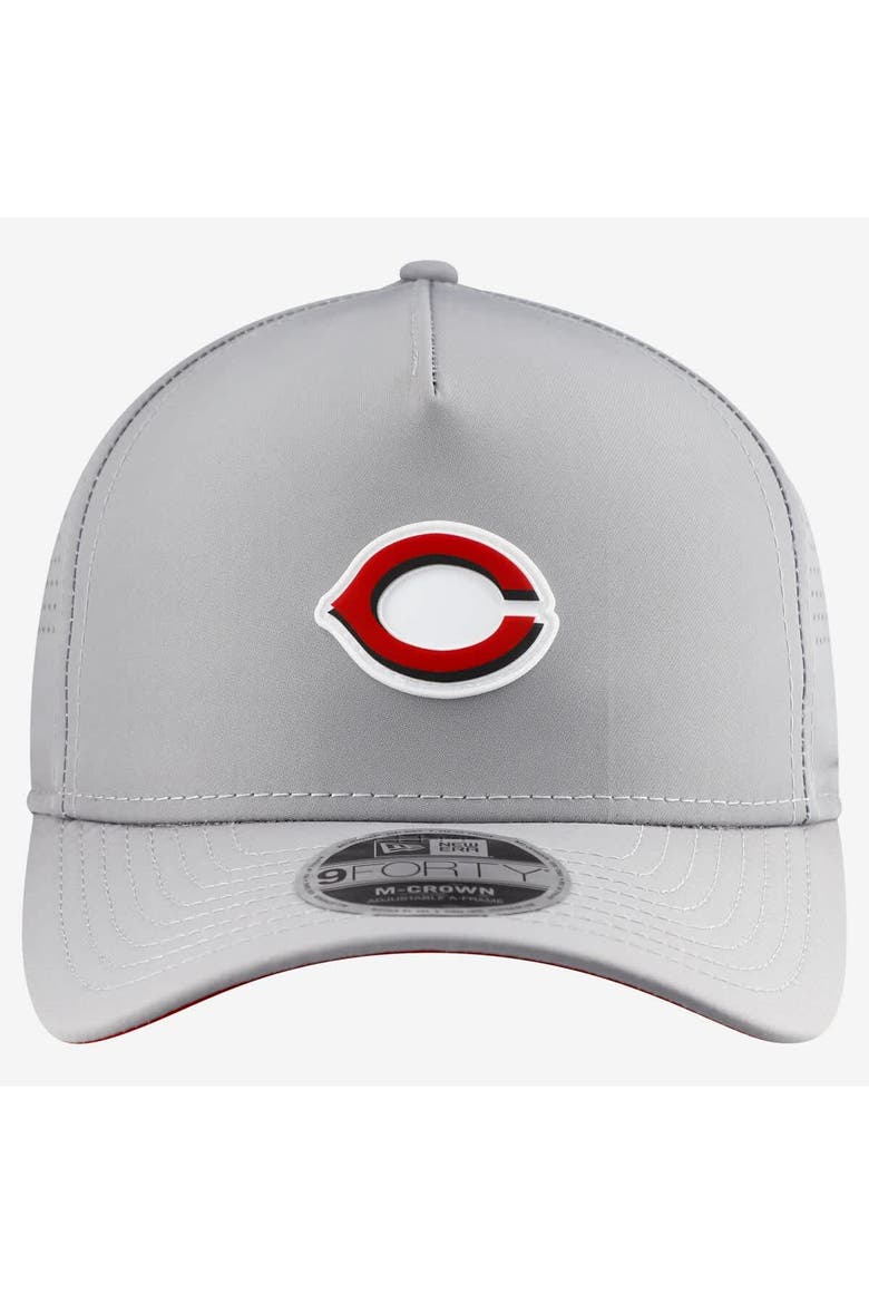 Men's New Era  Gray Cincinnati Reds Micro Logo 9FORTY M-Crown A-Frame Adjustable Hat, Alternate, color, Gray