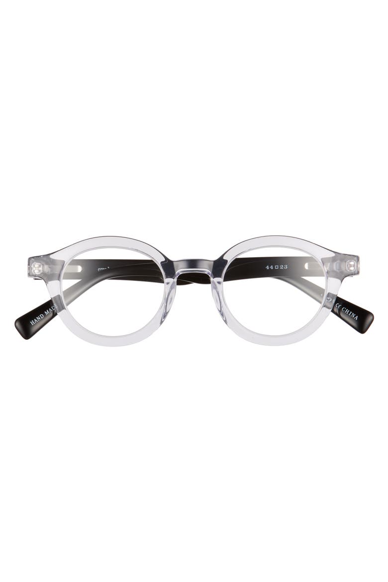 TV Party 44mm Round Reading Glasses, Alternate, color, CLEAR/BLACK / CLEAR