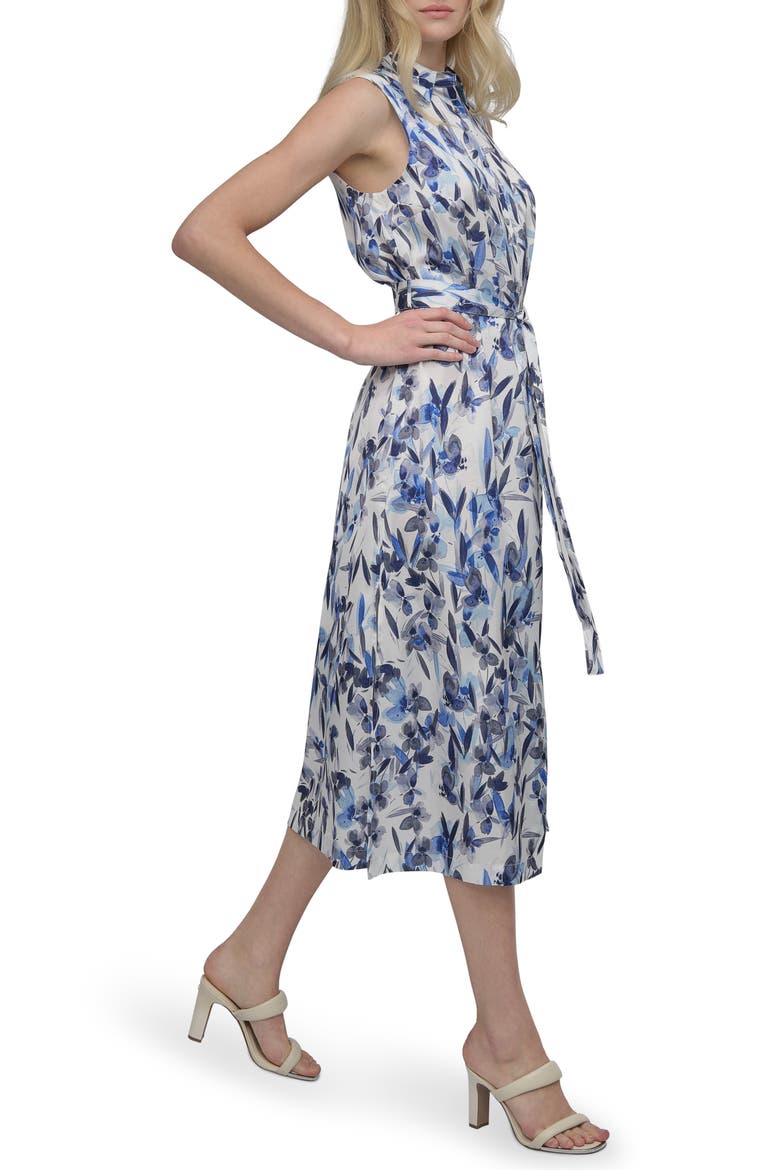 Floral Sleeveless Shirtdress, Alternate, color, CREAM/ IRIS