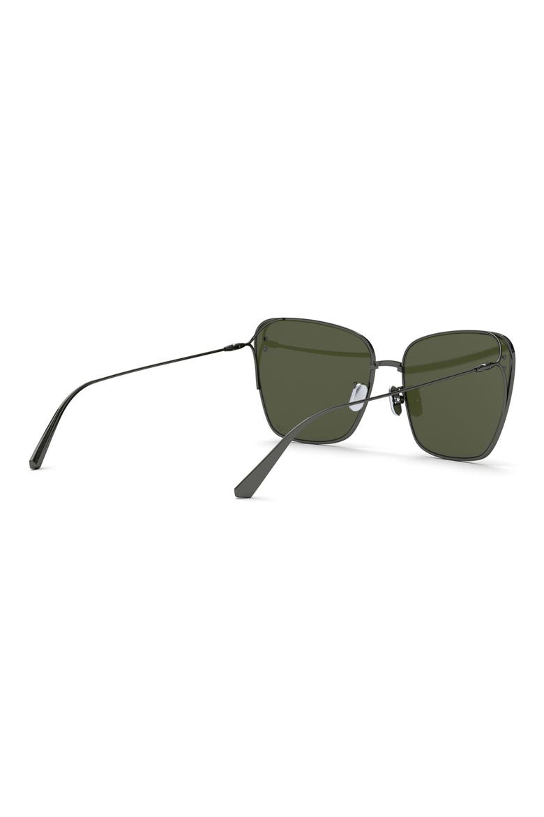 MissDior B2U 63mm Butterfly Sunglasses, Alternate, color, SHINY GUMETAL / GREEN