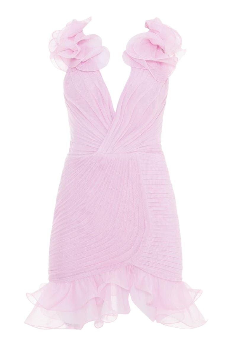 Silk Plisse Flutter Mini Dress, Alternate, color, LIGHT PINK