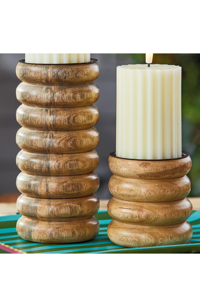 tag Newport Pillar Holder Lg Natural Mango Wood Everyday,Summer, Alternate, color, Brown
