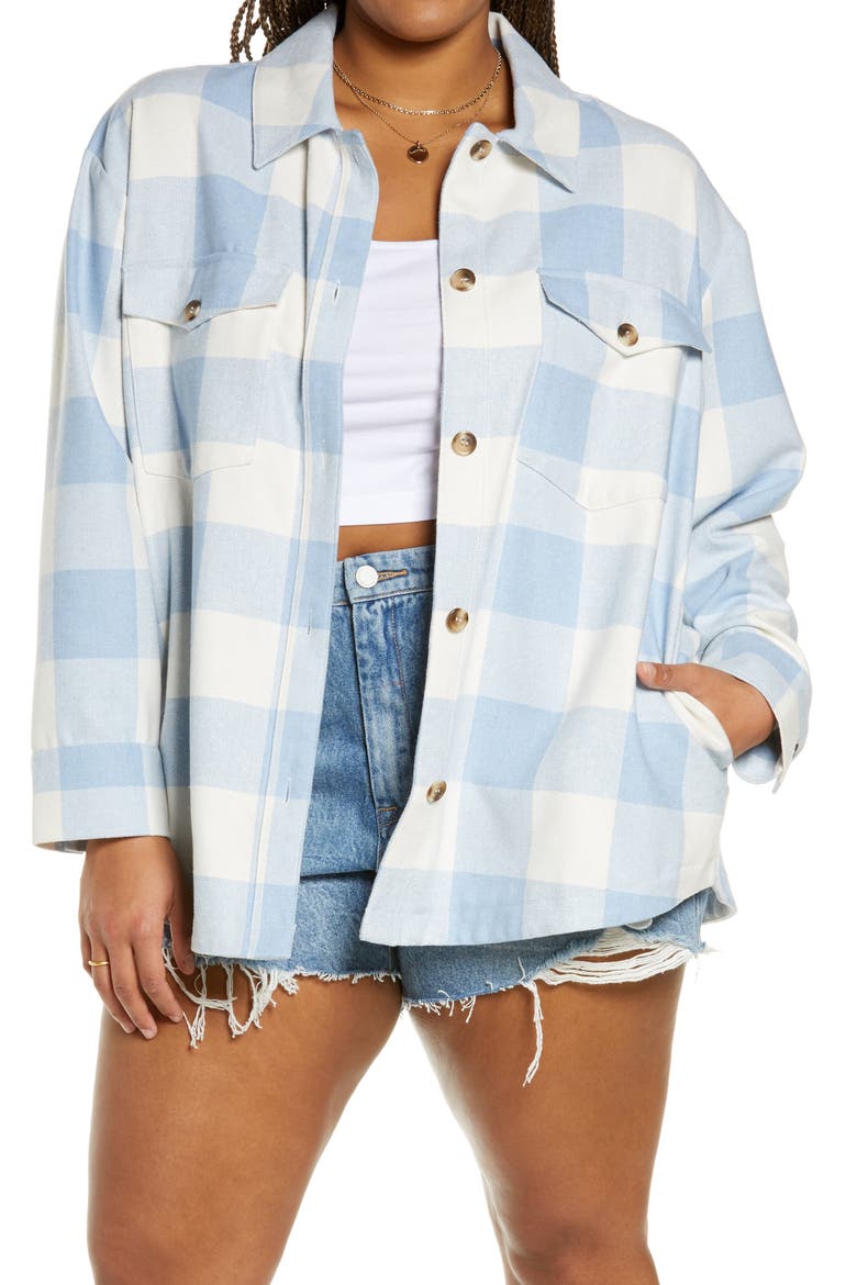 Women's Plaid Shirt Jacket, Alternate, color, BLUE CASHMERE BUFFALO CHECK