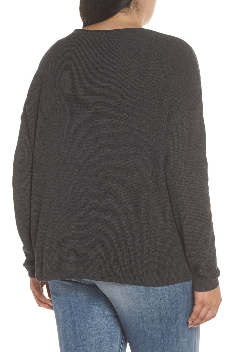 Textured Stitch V-Neck Pullover, Alternate, color, GREY DARK CHARCOAL HEATHER