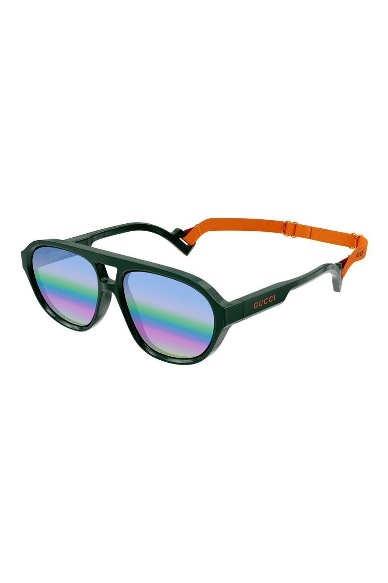 58mm Gradient Navigator Sunglasses, Alternate, color, GREEN