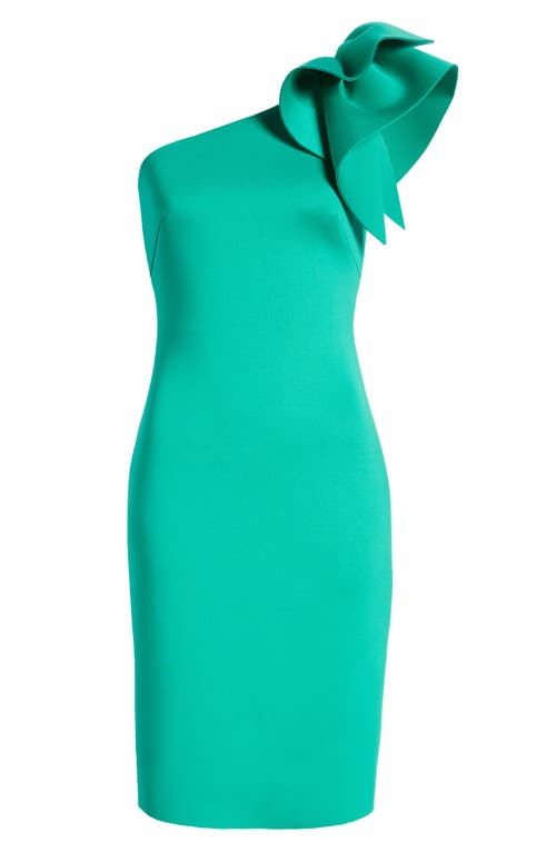 Eliza J One-shoulder Scuba Crepe Cocktail Dress In Green