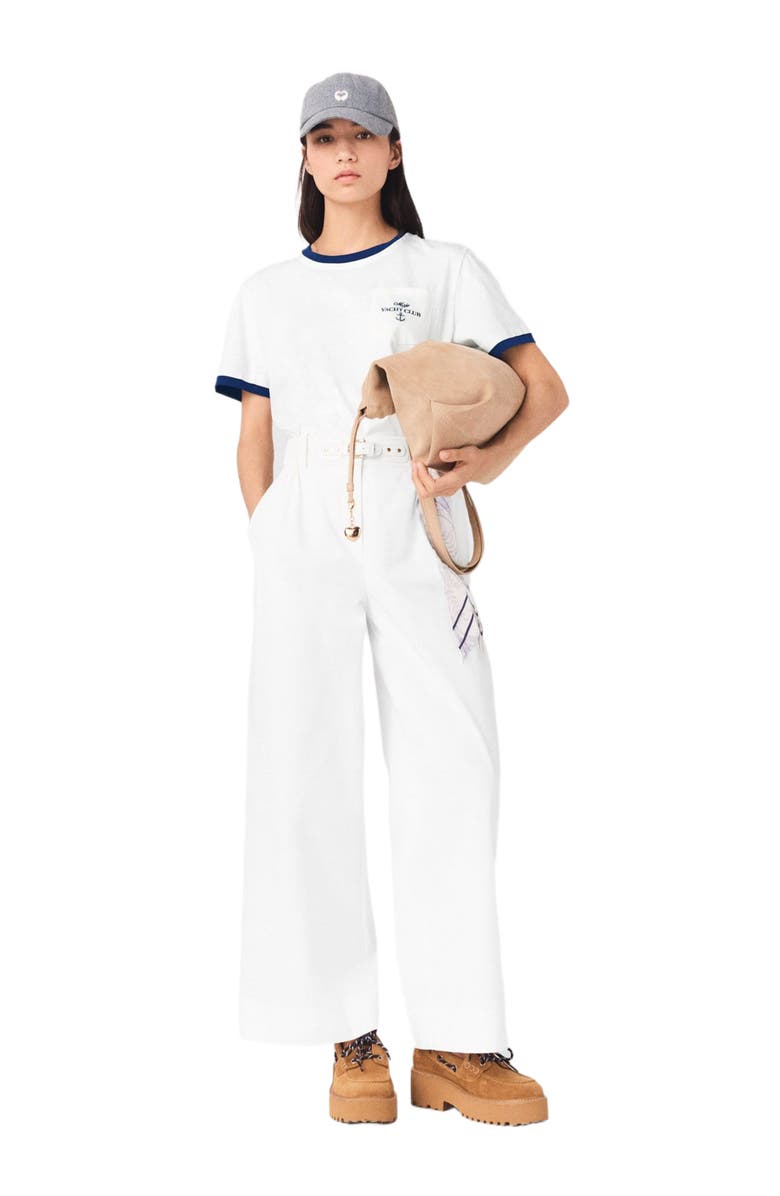 maje Layered-look T-shirt, Alternate, color, White