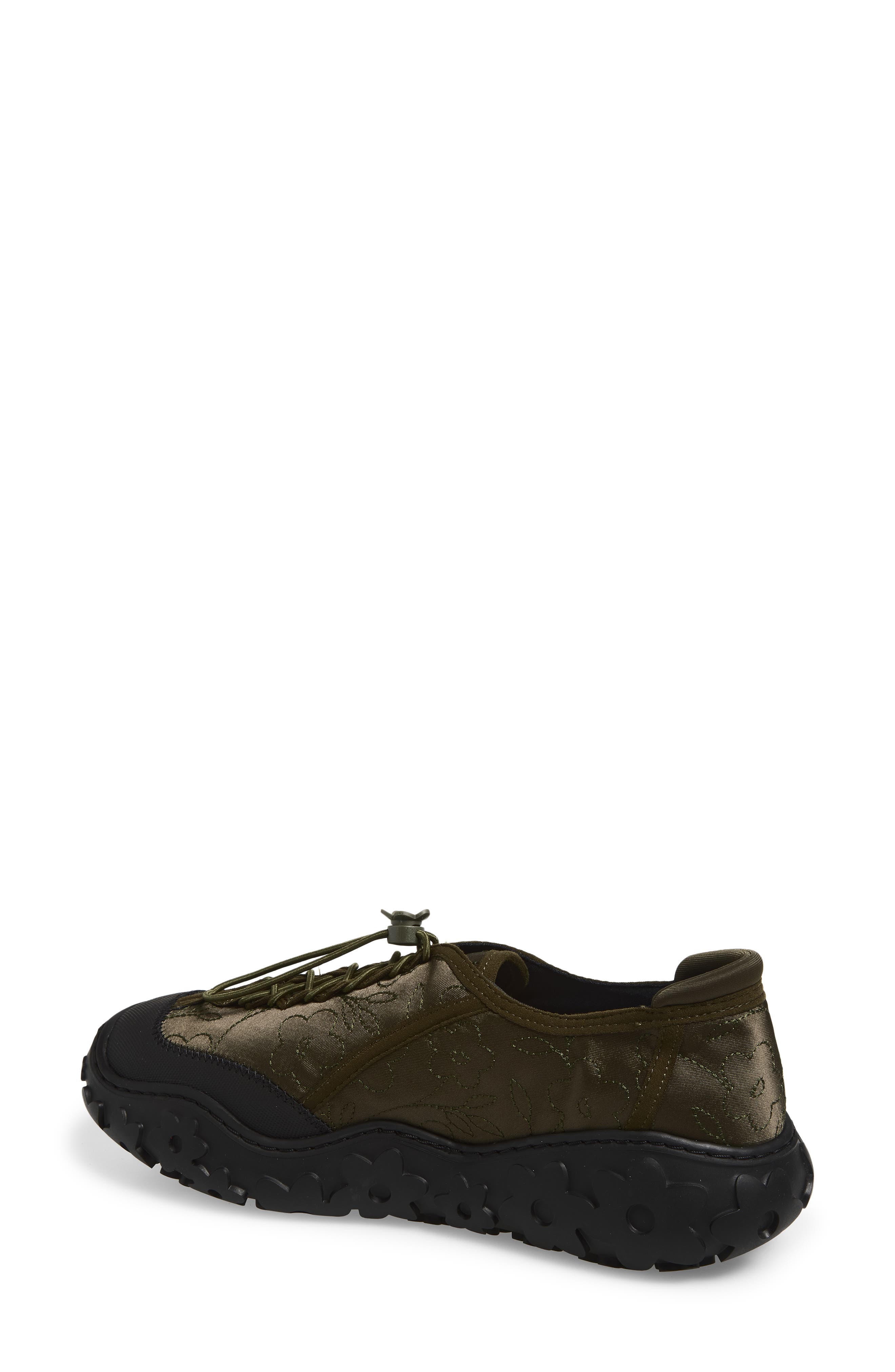 Cecilie Bahnsen Alina Embroidered Sneaker, Alternate, color, Olive Embroidered Satin