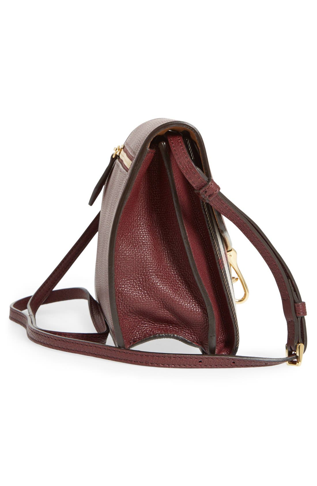 'Small Macken' Check Crossbody Bag, Alternate, color, MAHOGANY RED