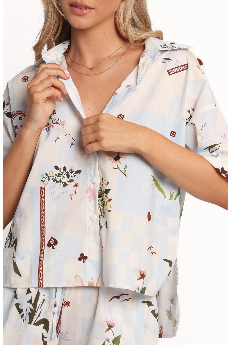 Jaymes Oversized Cotton Camp Shirt, Alternate, color, BLUE FLORAL