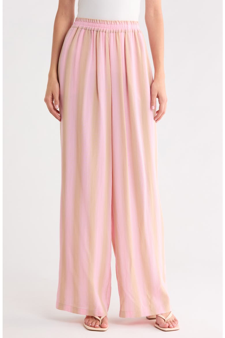 Wide Leg Striped Cotton Trousers, Main, color, PINK