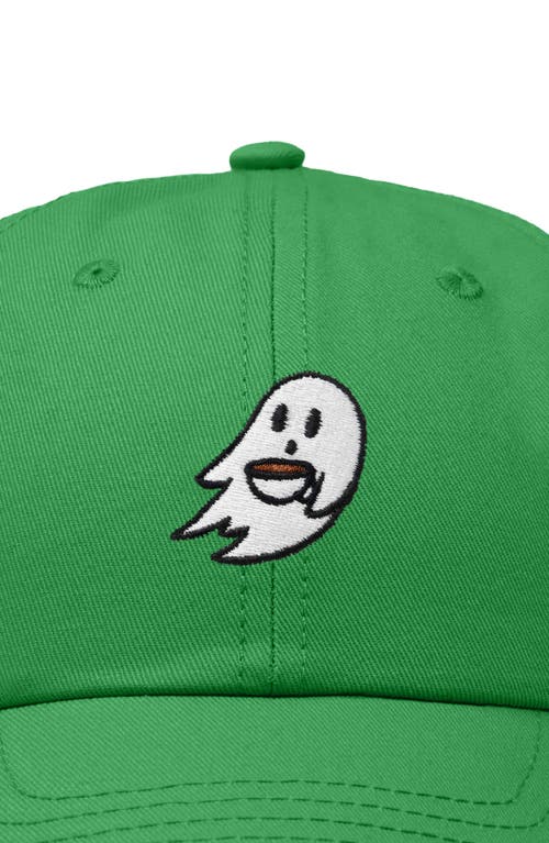 Dalix Coffee Ghost Embroidered Hat In Kelly Green