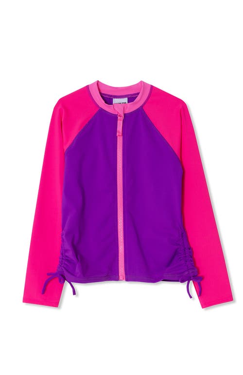LANDS' END LANDS' END GIRLS LONG SLEEVE ZIP FRONT UPF 50 RASH GUARD