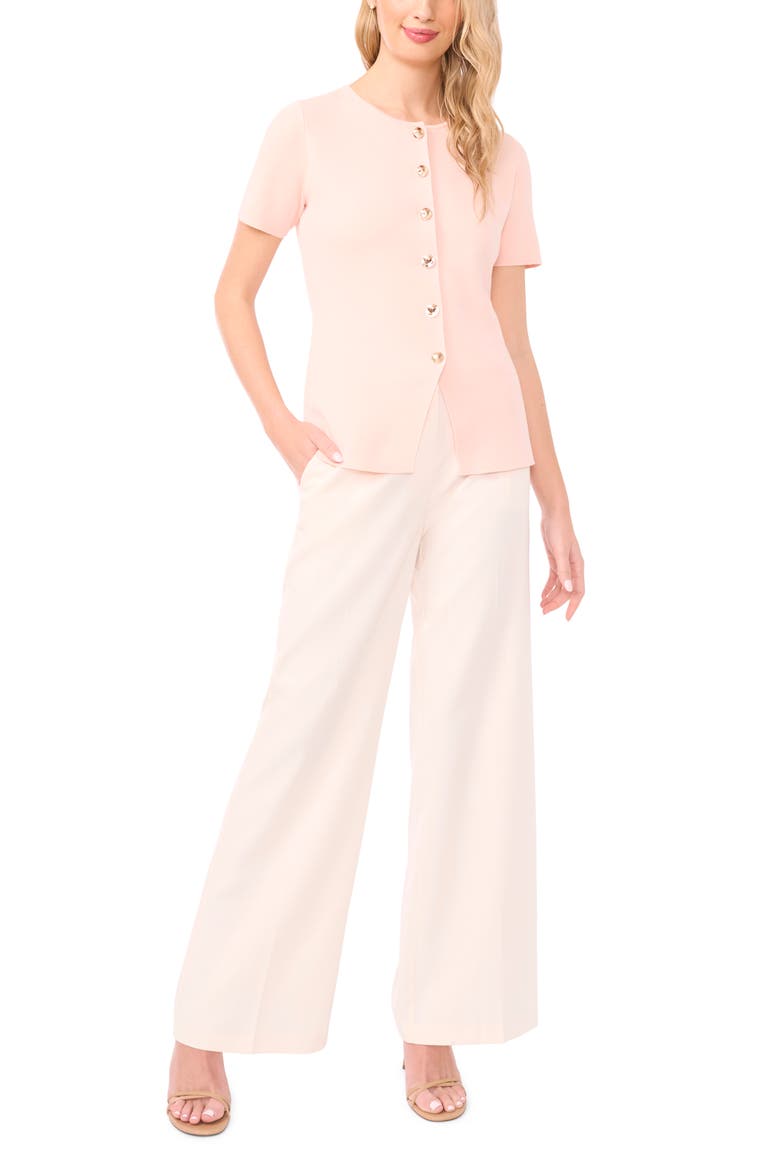 Gail Longline Split Hem Button-Up Shirt, Alternate, color, CLOUD PINK