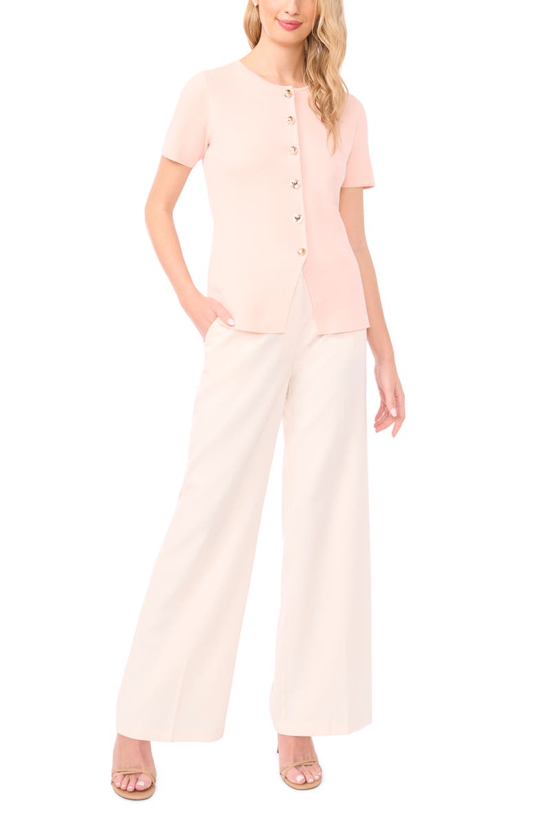 Ted Baker Gail Longline Split Hem Button-Up Shirt, Alternate, color, Cloud Pink