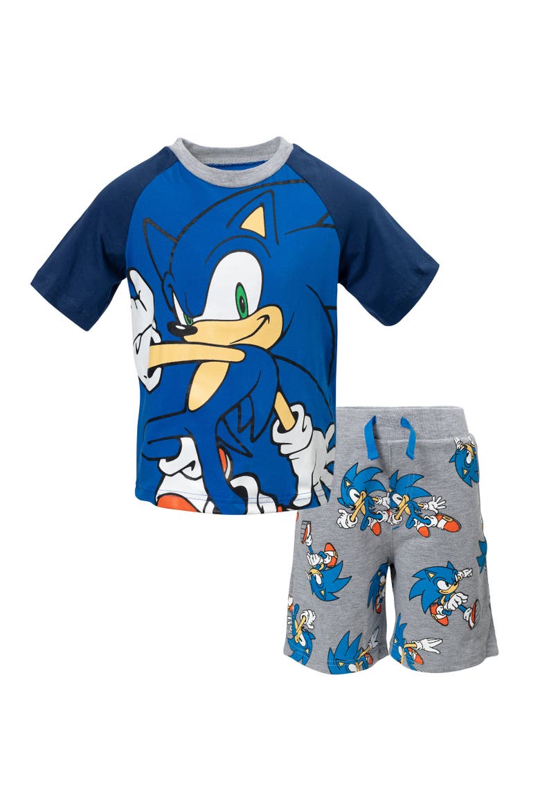 Sonic the Hedgehog T-Shirt & French Terry Shorts Set, Main, color, Blue/Gray