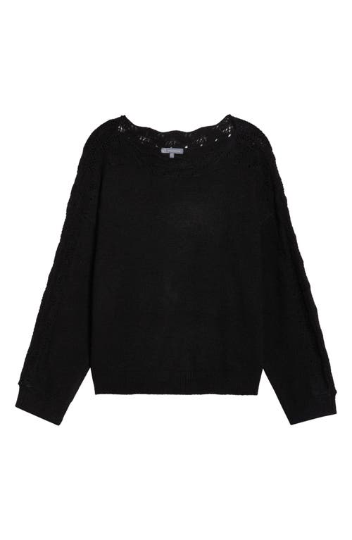 Wit & Wisdom Open Stitch Boat Neck Sweater In Black
