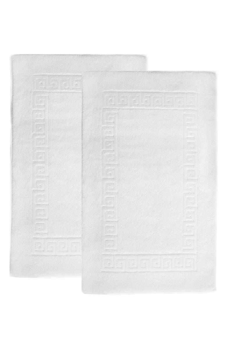 Linum Home Textiles 100% Turkish Cotton Greek Key Bath Mats - Set of 2, Main, color, White