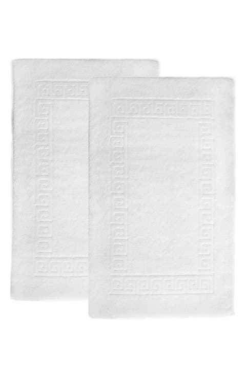 100% Turkish Cotton Greek Key Bath Mats - Set of 2