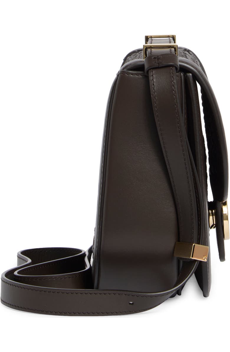 FERRAGAMO Double Gancini Woven Leather Crossbody Bag, Alternate, color, Testa Di Moro