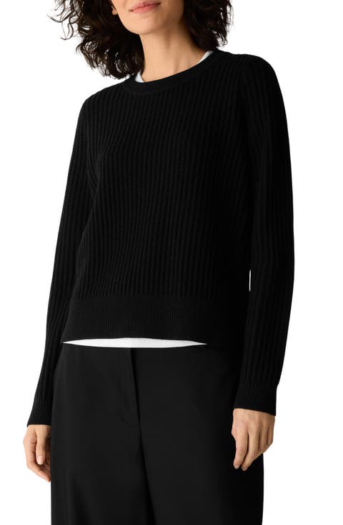Crewneck Ribbed Wool Sweater