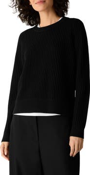 Eileen Fisher Crewneck Ribbed Wool Sweater