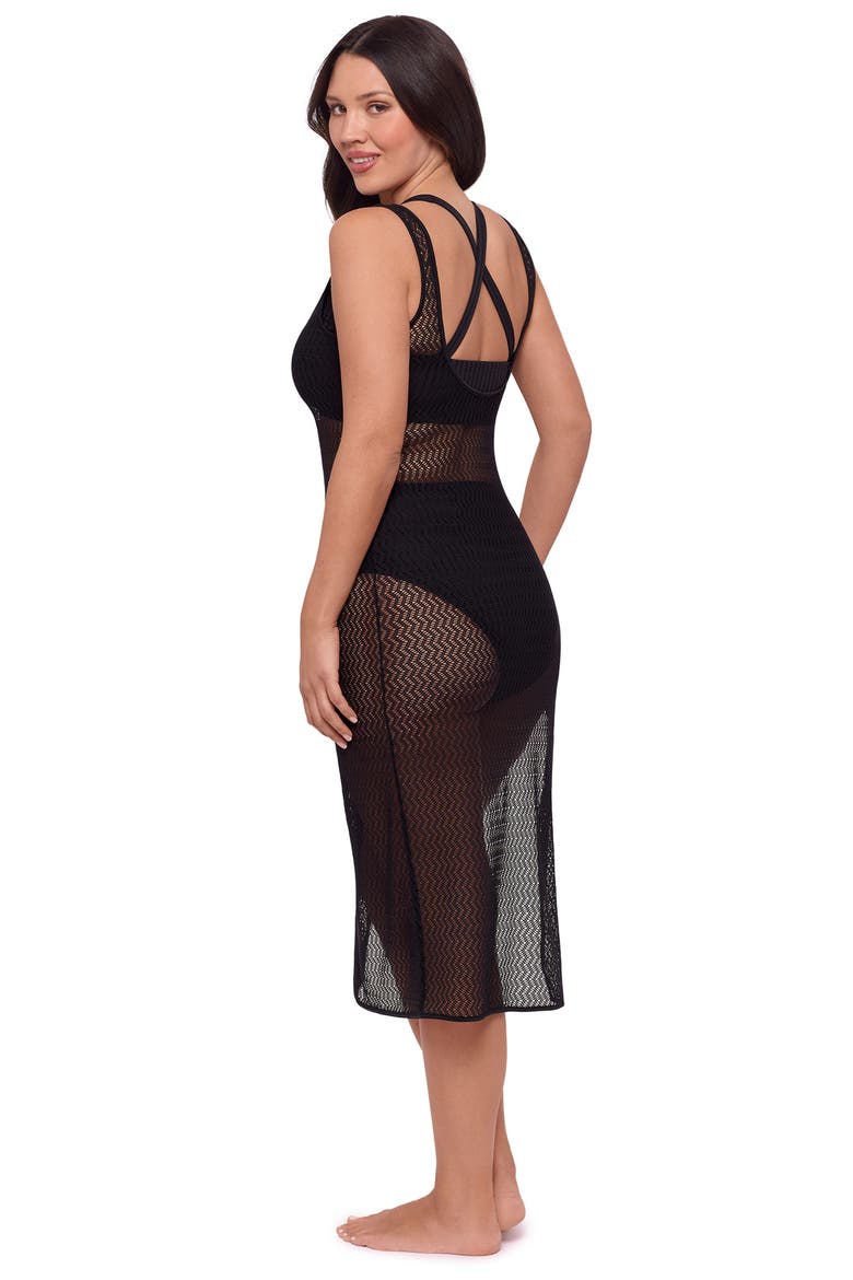 Front Slit Crochet Coverup Dress, Alternate, color, Onyx Black