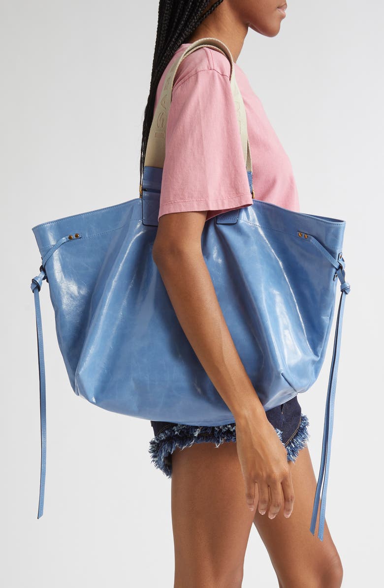 Isabel Marant Wardy Leather Shopper Tote, Alternate, color, Faded Blue