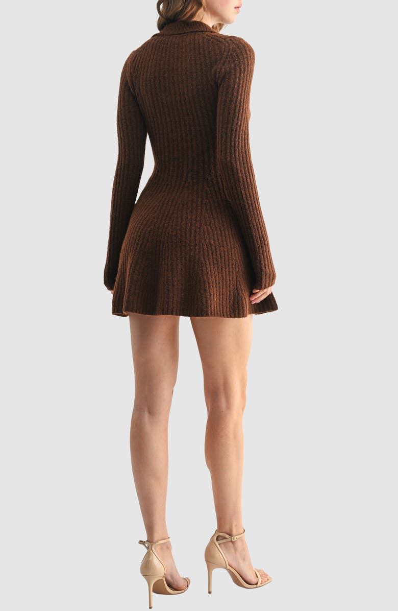 Lush Ribbed Long Sleeve Sweater Minidress, Alternate, color, Chocolate