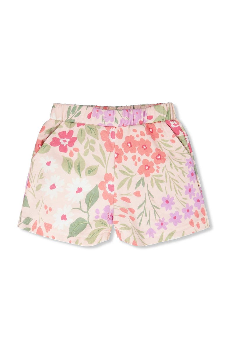 Deux par Deux Straight Cut French Terry Printed Flowers Shorts, Main, color,