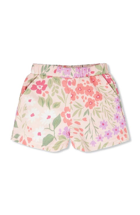 Straight Cut French Terry Flowers Shorts (Toddler, Little Kid & Big Kid)