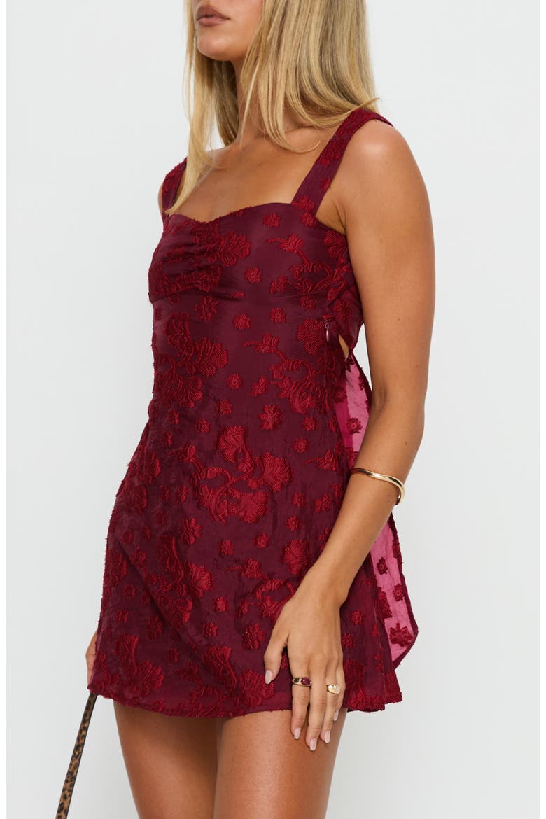 Mcbeath Floral Jacquard Minidress, Alternate, color, BURGUNDY BURNOUT