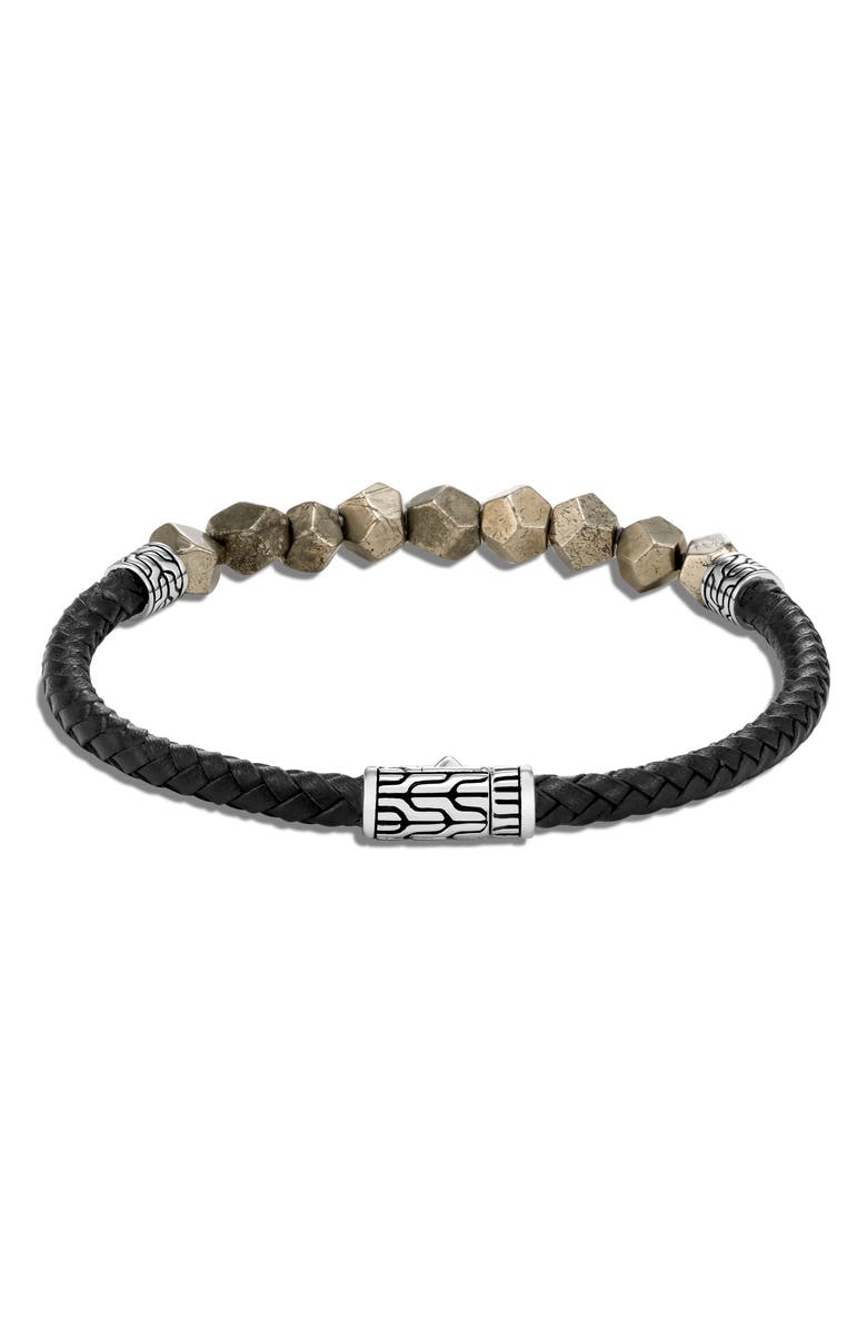 John Hardy Sterling Silver Beaded Braided Leather Bracelet, Alternate, color, 