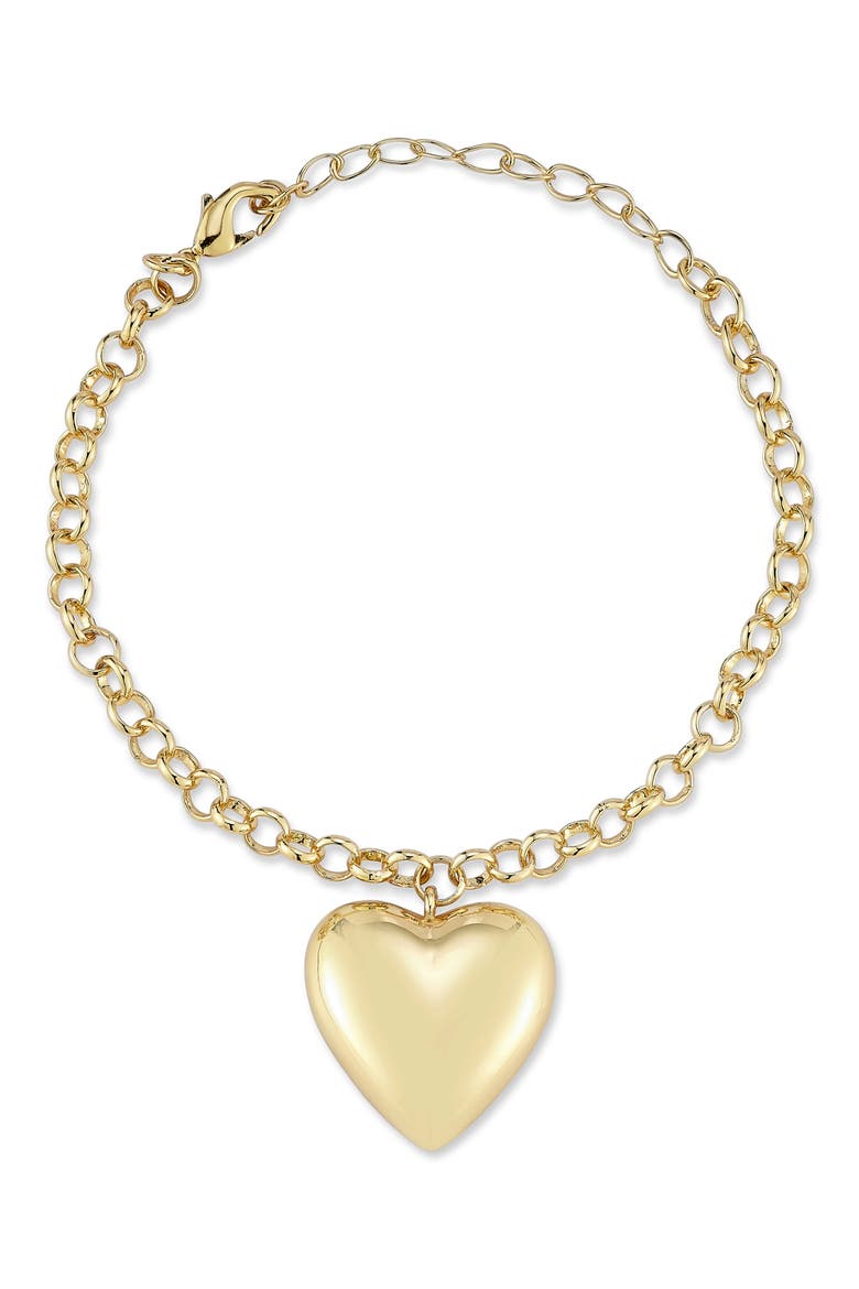 Bold Heart Bracelet, Main, color, GOLD