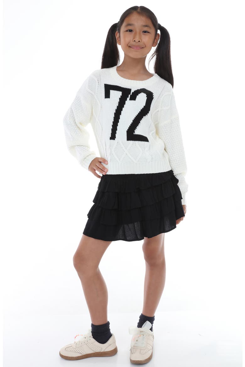 Kids' Varsity Number Cable Sweater, Alternate, color, IVORY