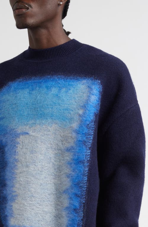 Givenchy Abstract Pattern Crewneck Sweater With Ribbed Finish In Blue