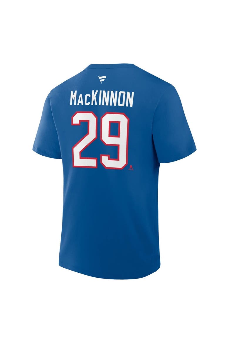 Men's Fanatics Nathan MacKinnon Blue Colorado Avalanche Authentic Stack Name & Number T-Shirt, Alternate, color, Blue