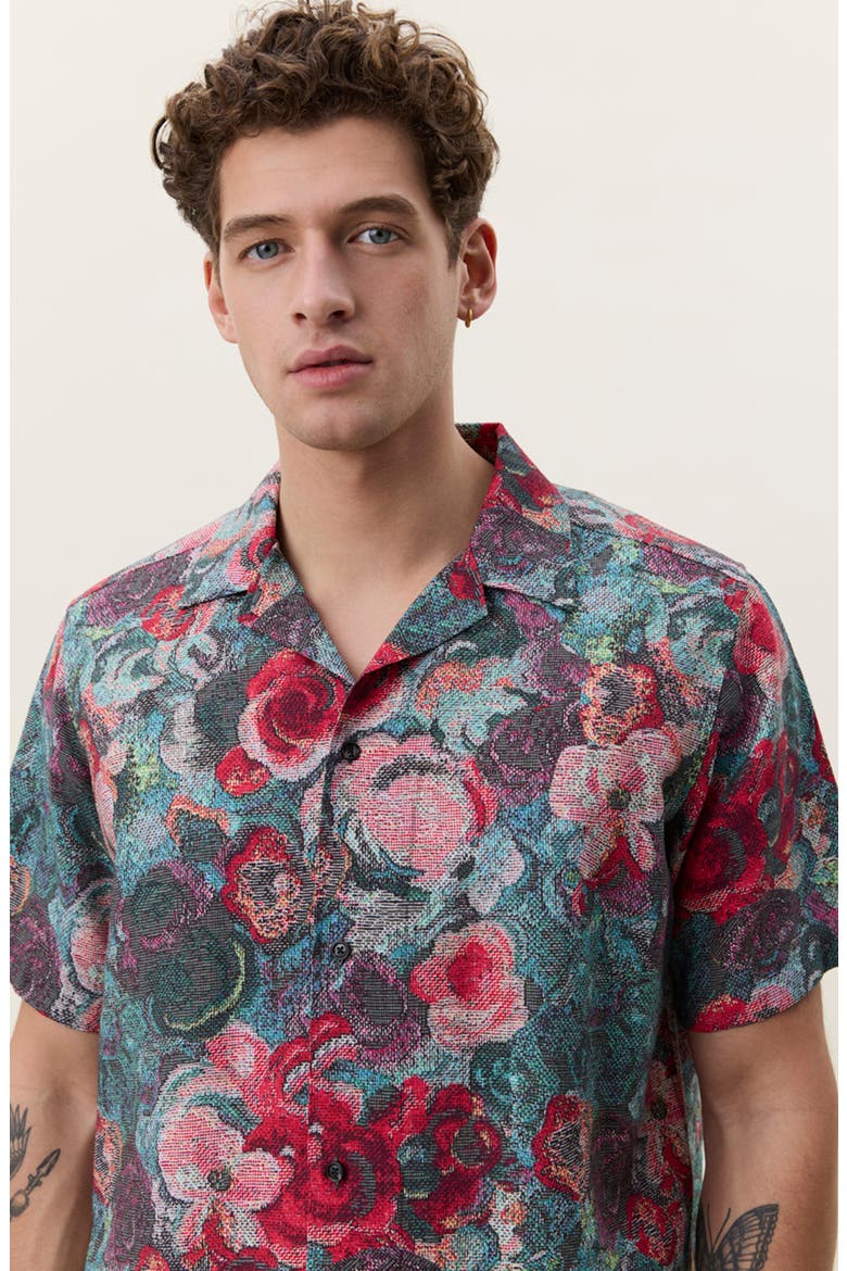 Bouquet Floral Jacquard Camp Shirt, Alternate, color, MULTICOLOR
