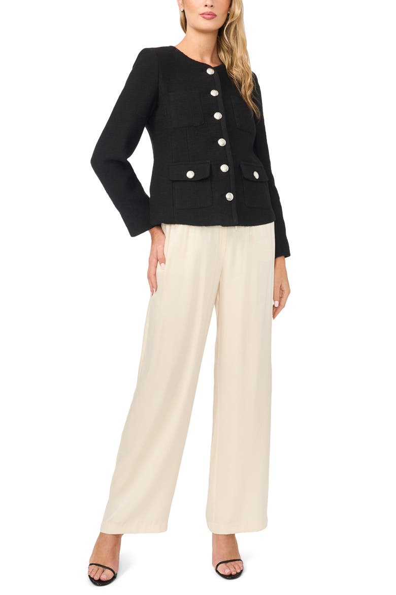 Collarless Jacket, Alternate, color, RICH BLACK