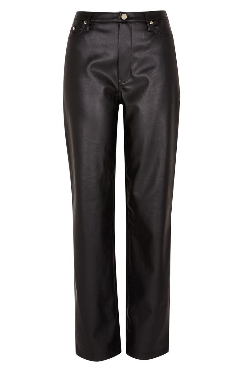 River Island Faux Leather Fitted Straight Leg Trousers, Alternate, color,