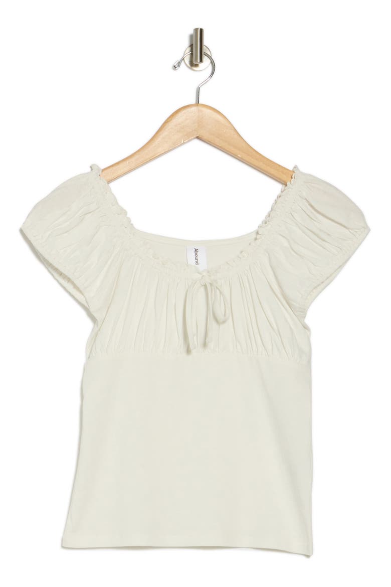 Cap Sleeve Ruched Top, Alternate, color, WHITE BLANC