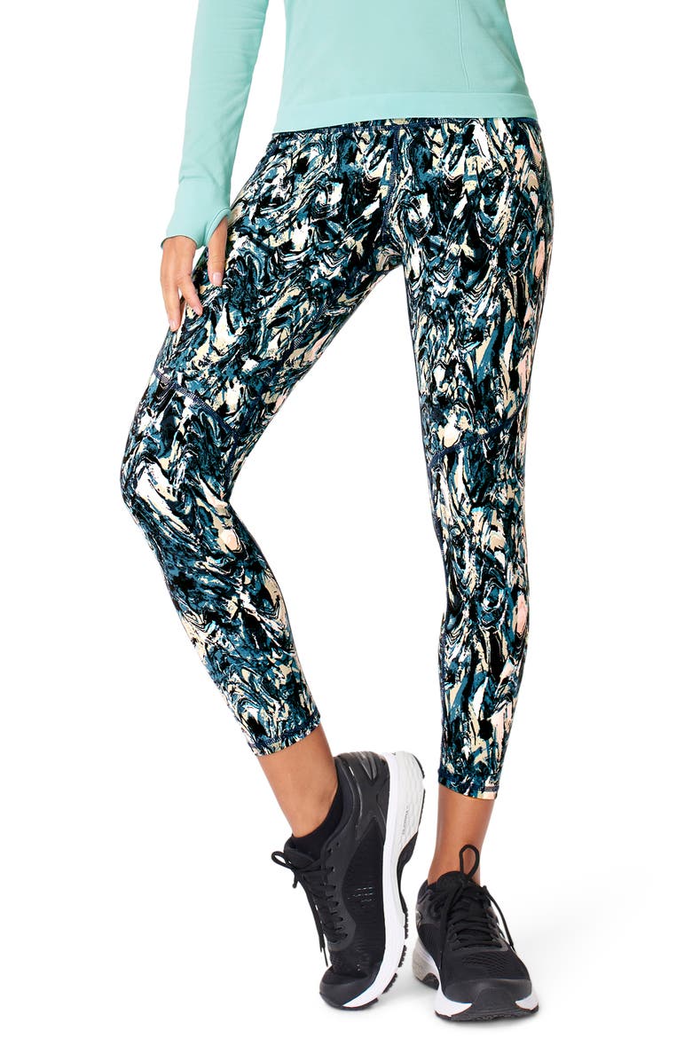 Power Pocket Workout Leggings, Main, color, BLUE MARBLE PRINT