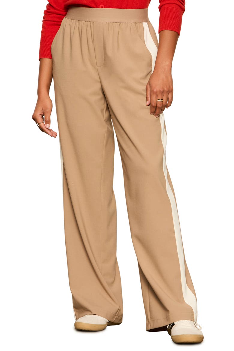 Wide Leg Track Pants, Main, color, ALMOND