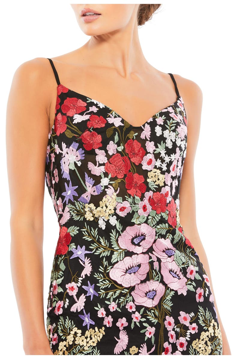 Mac Duggal Women's Floral Embroidered Lace-Up Mini Dress, Alternate, color, Black Multi