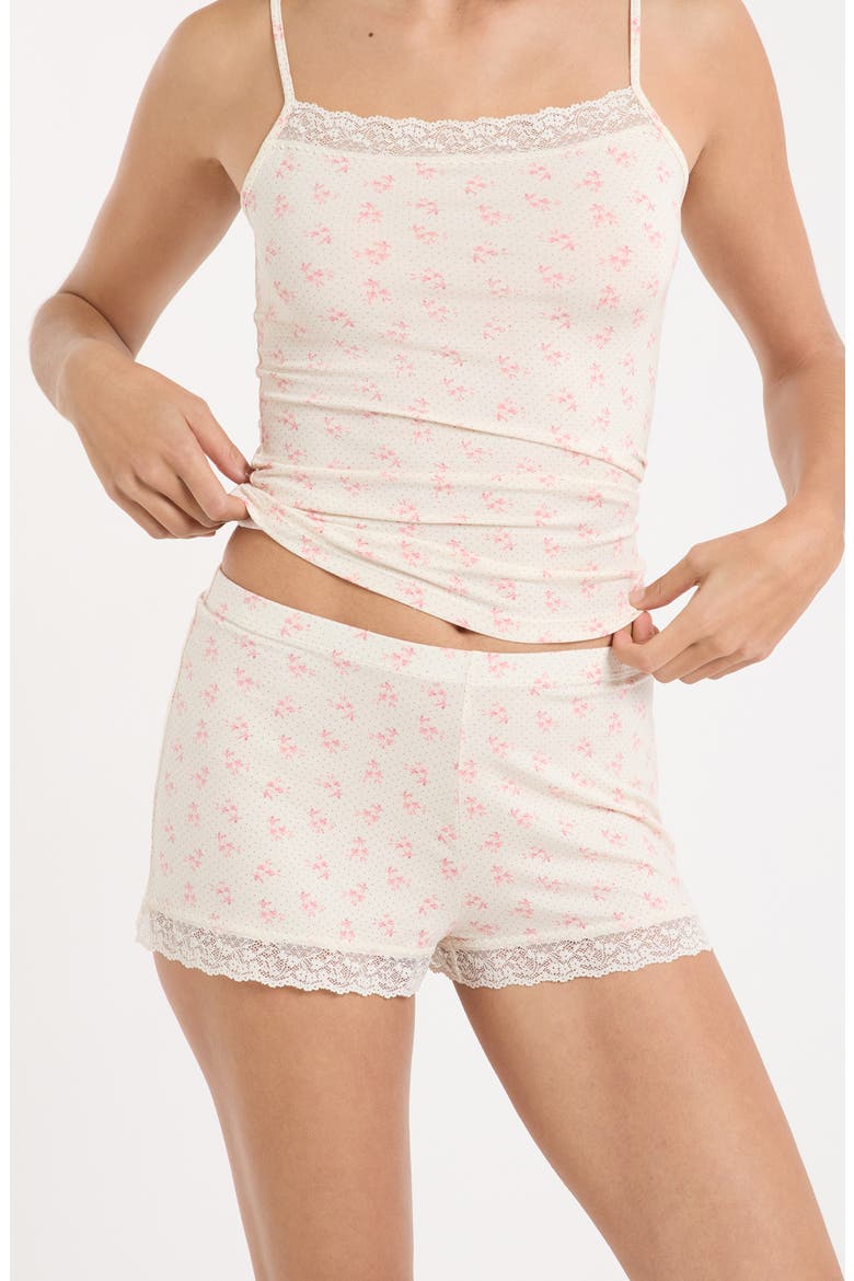 Kitty Lace Trim Shorts, Alternate, color, PINK