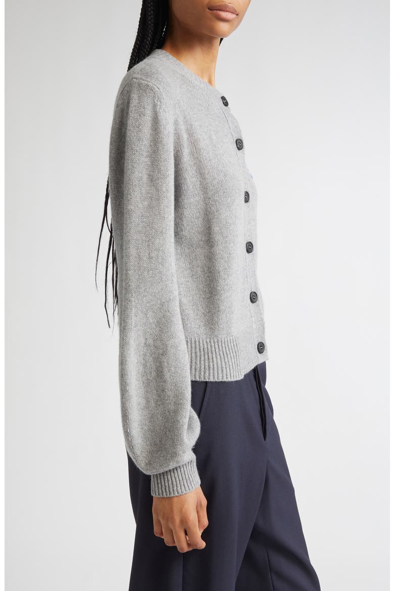 Mending Logo Cashmere Cardigan, Alternate, color, 00N38 INOX
