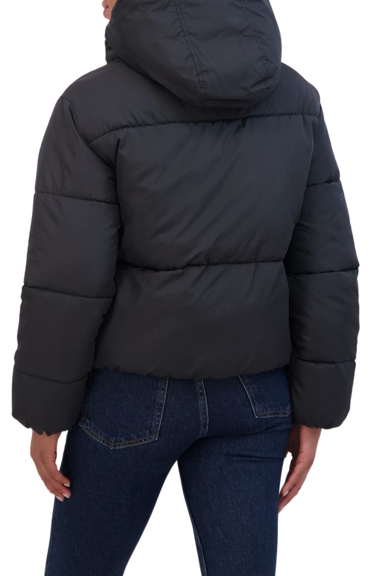 Short Hooded Puffer Jacket, Alternate, color, BLACK