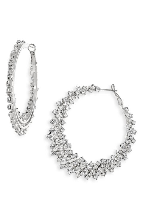 Crystal Graduated Hoop Earrings